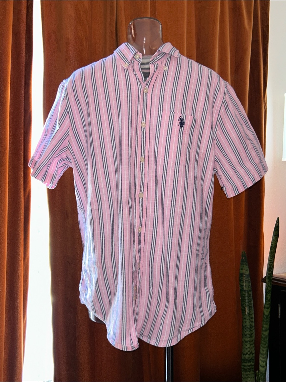 U.S. Polo Assn. Pink Striped Short-Sleeve Button-Down Shirt
